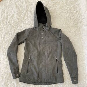 Burton dry ride snowboard ski winter jacket women’s XS gray outdoor hood snow